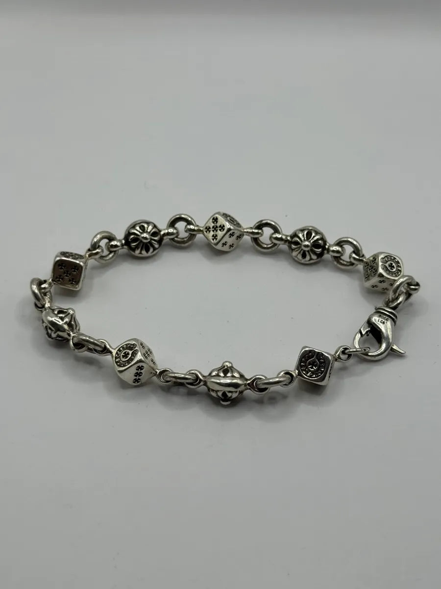 Chrome Hearts Dice & Crossball Silver Bracelet vLTwDCO 0