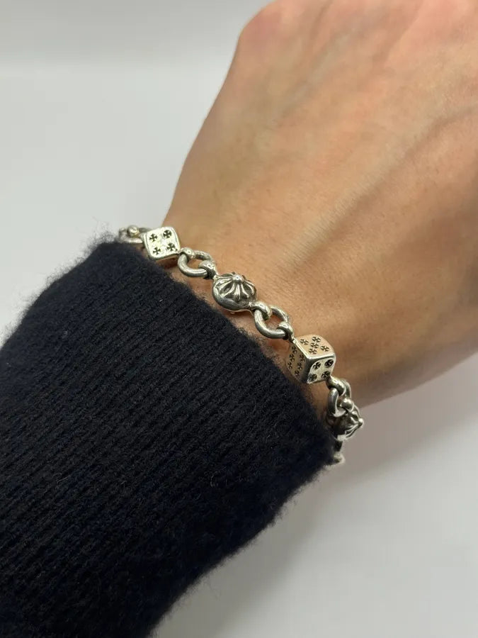 Chrome Hearts Dice & Crossball Silver Bracelet vLTwDCO 1