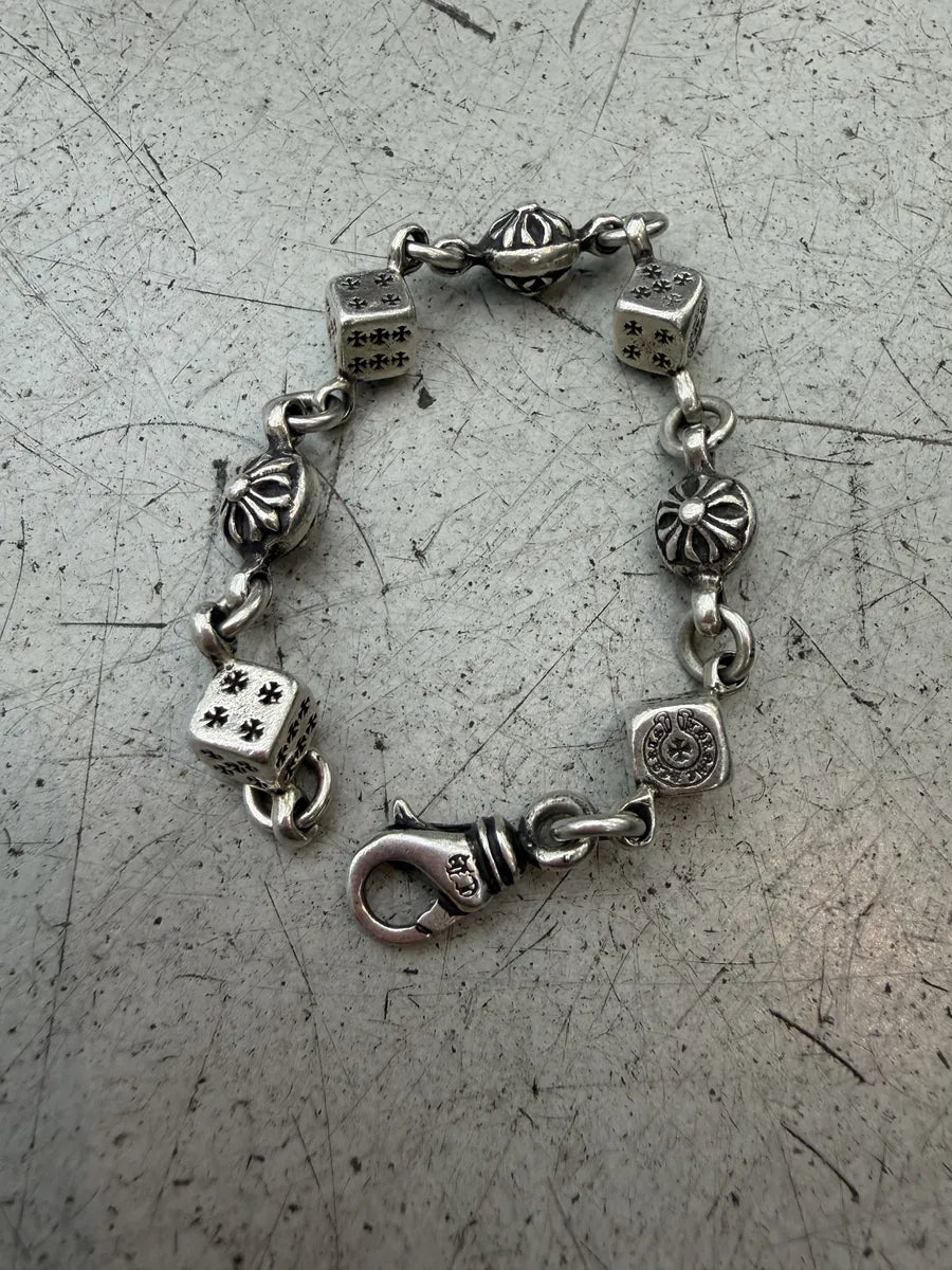 Chrome Hearts Dice & Crossball Silver Rock Bracelet QaNgvxa 0