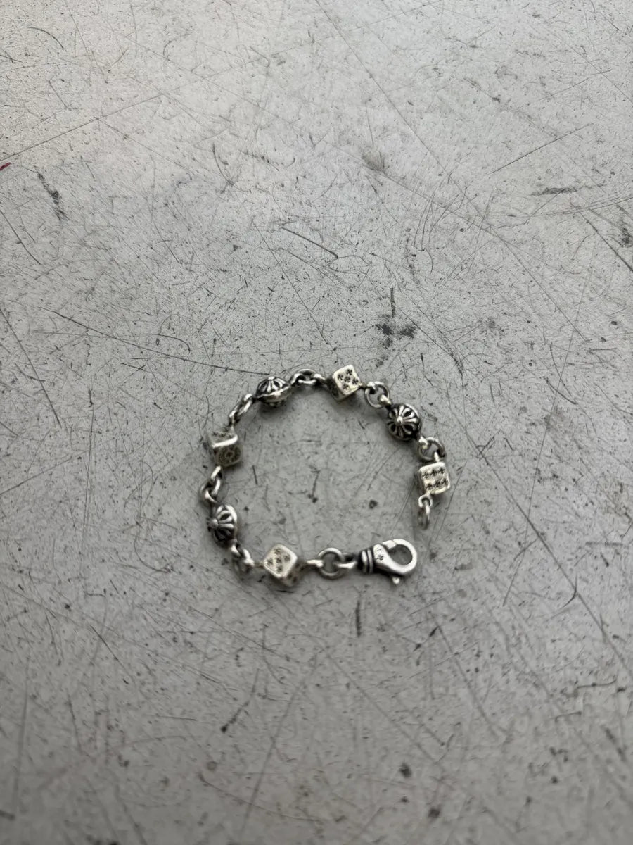 Chrome Hearts Dice & Crossball Silver Rock Bracelet QaNgvxa 10