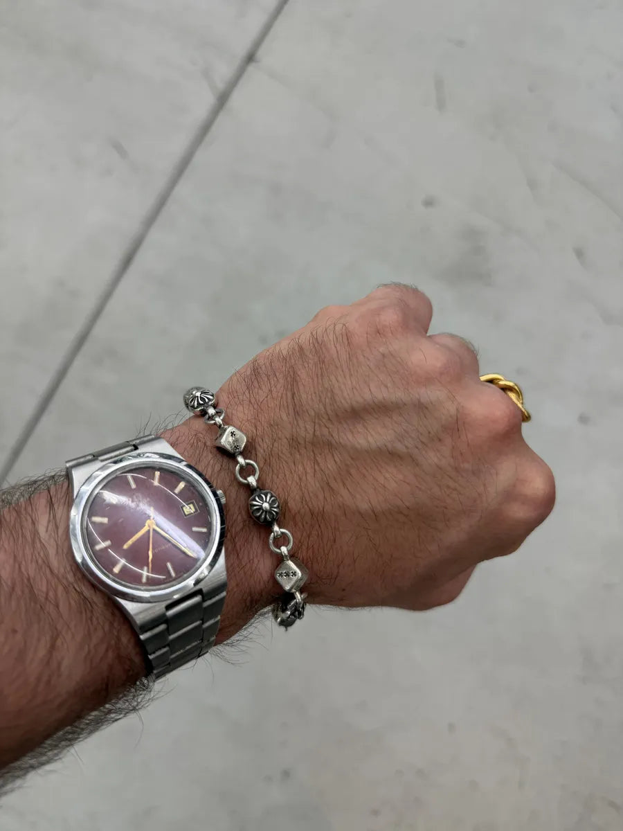 Chrome Hearts Dice & Crossball Silver Rock Bracelet QaNgvxa 5