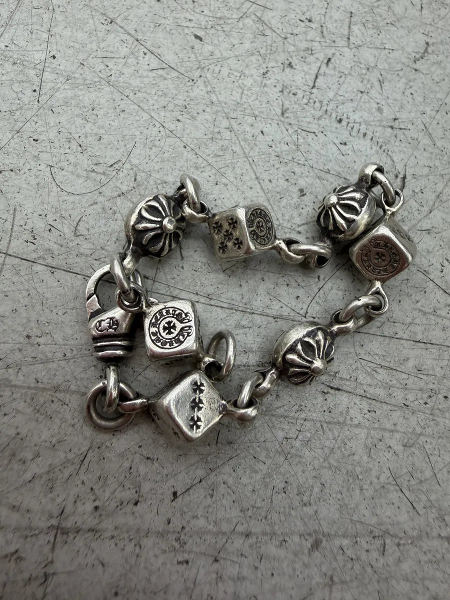 Chrome Hearts Dice & Crossball Silver Rock Bracelet QaNgvxa 6