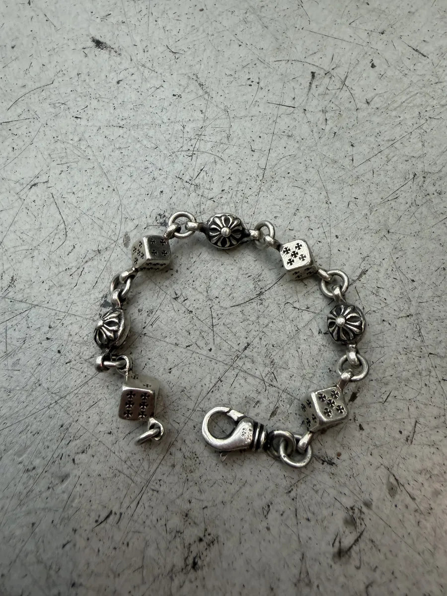 Chrome Hearts Dice & Crossball Silver Rock Bracelet QaNgvxa 8