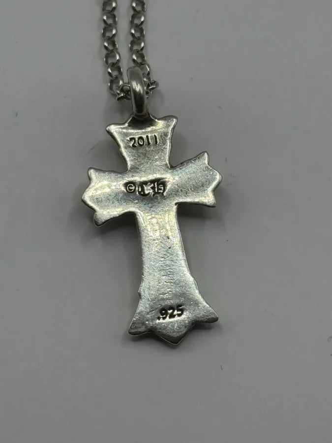 Chrome Hearts Double Cross Silver Pendant WbSmhMO 7