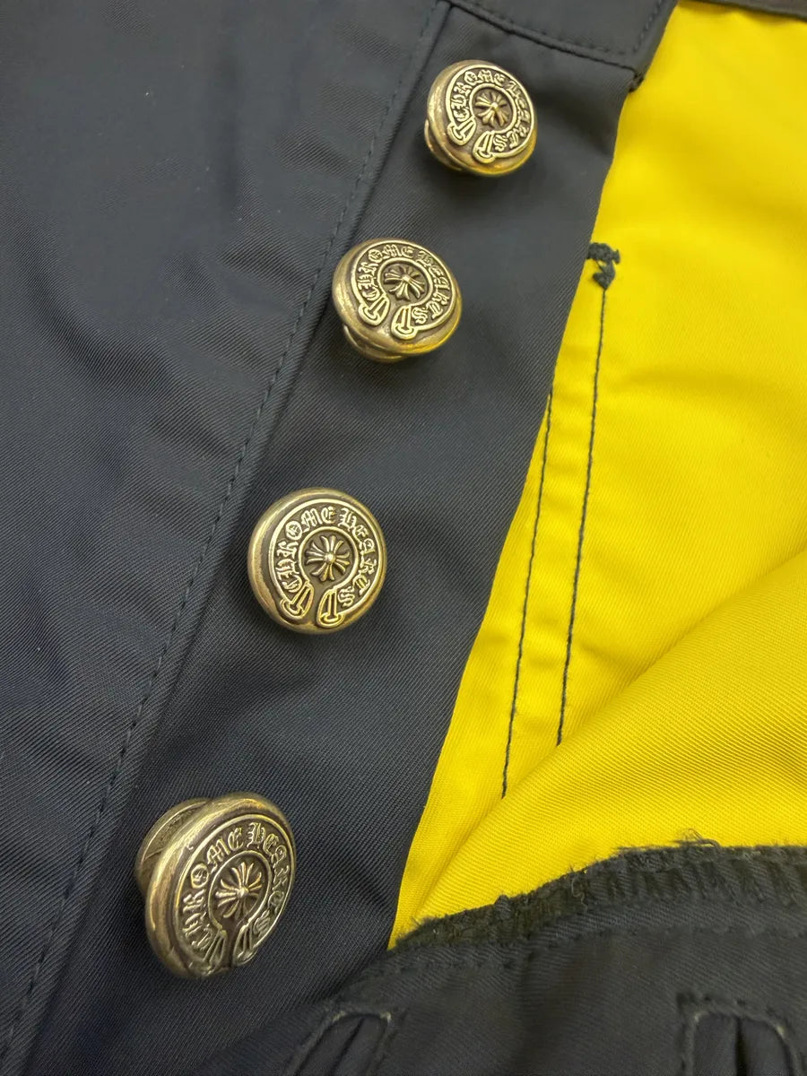 Chrome Hearts Double Knee Yellow Cross Leather Carpenter Navy Shorts SAggJdT 11