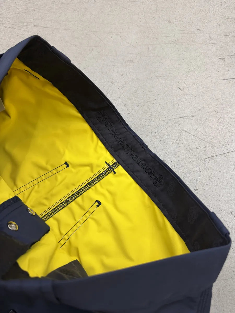 Chrome Hearts Double Knee Yellow Cross Leather Carpenter Navy Shorts SAggJdT 13