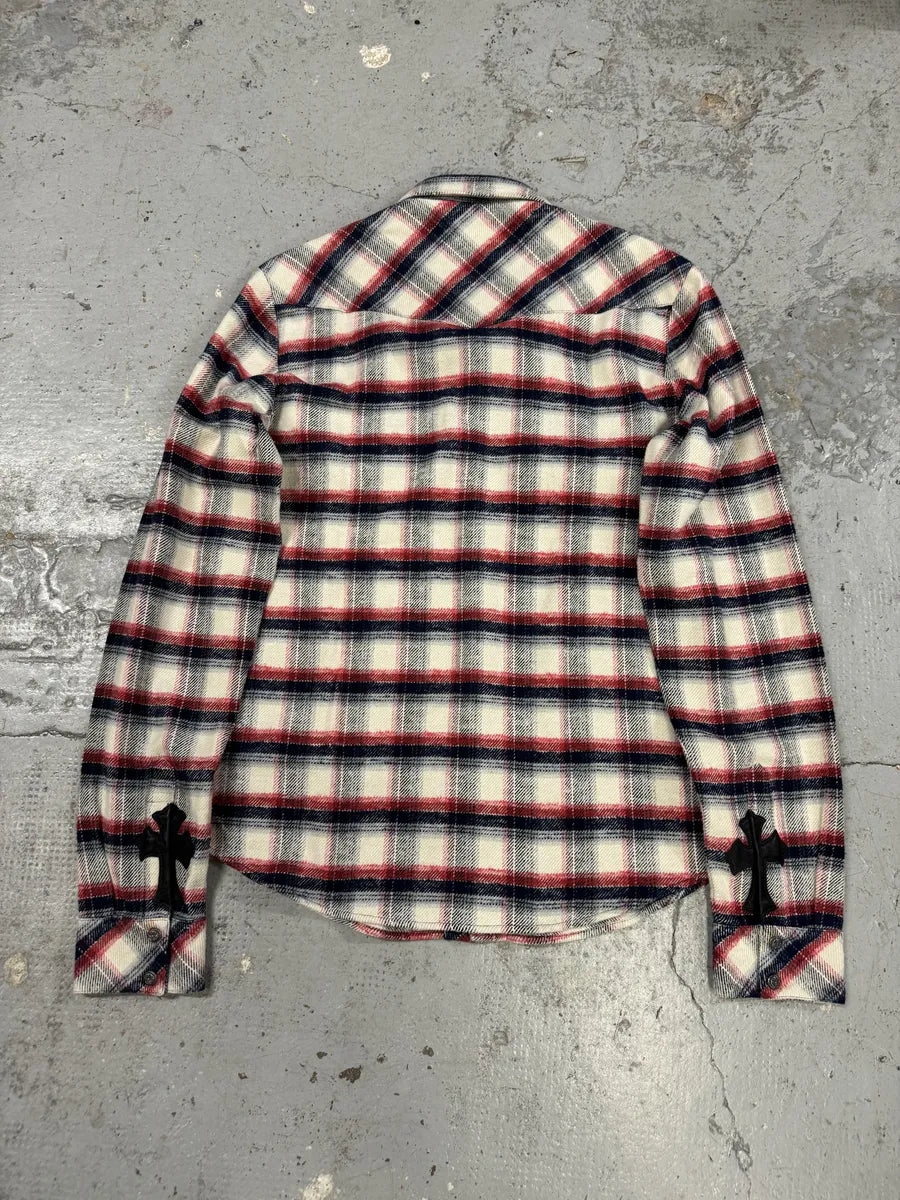 Chrome Hearts Flannel Patchwork Leather Shirt LMEfquN 1