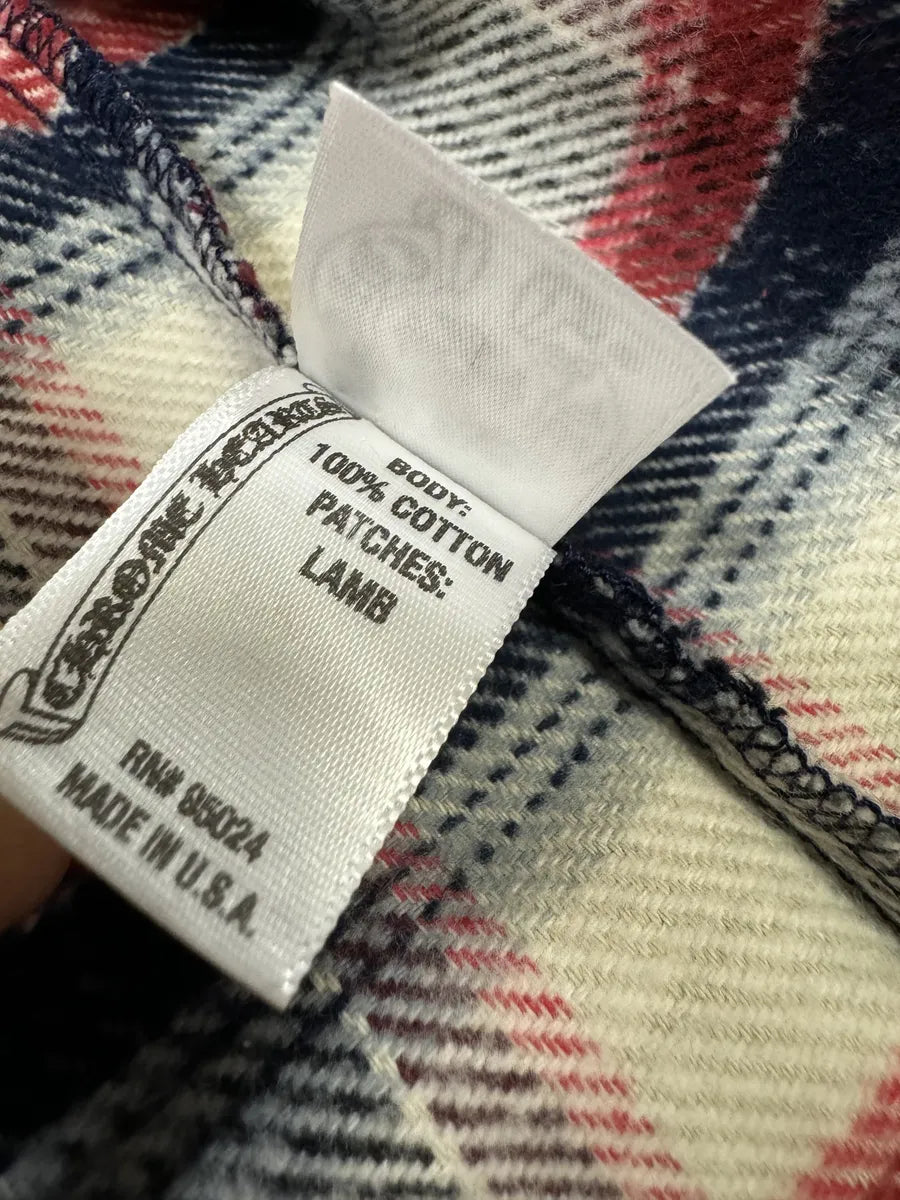 Chrome Hearts Flannel Patchwork Leather Shirt LMEfquN 12