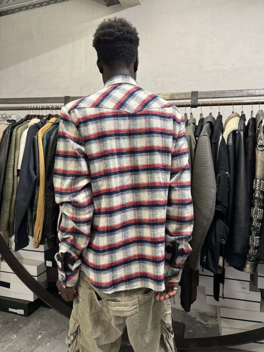 Chrome Hearts Flannel Patchwork Leather Shirt LMEfquN 3