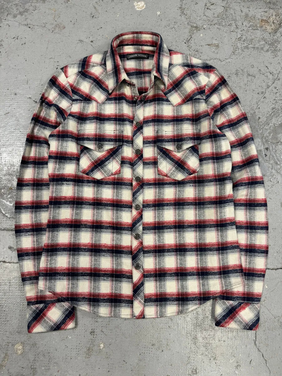 Chrome Hearts Flannel Patchwork Leather Shirt LMEfquN 4