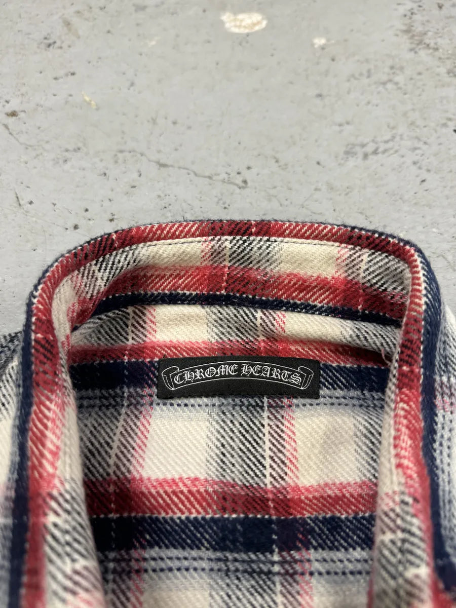 Chrome Hearts Flannel Patchwork Leather Shirt LMEfquN 9