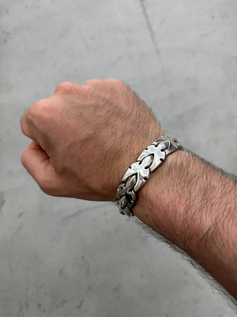 Chrome Hearts Fleur-Knee Linked Silver 925 Bracelet XpZwBKm 1
