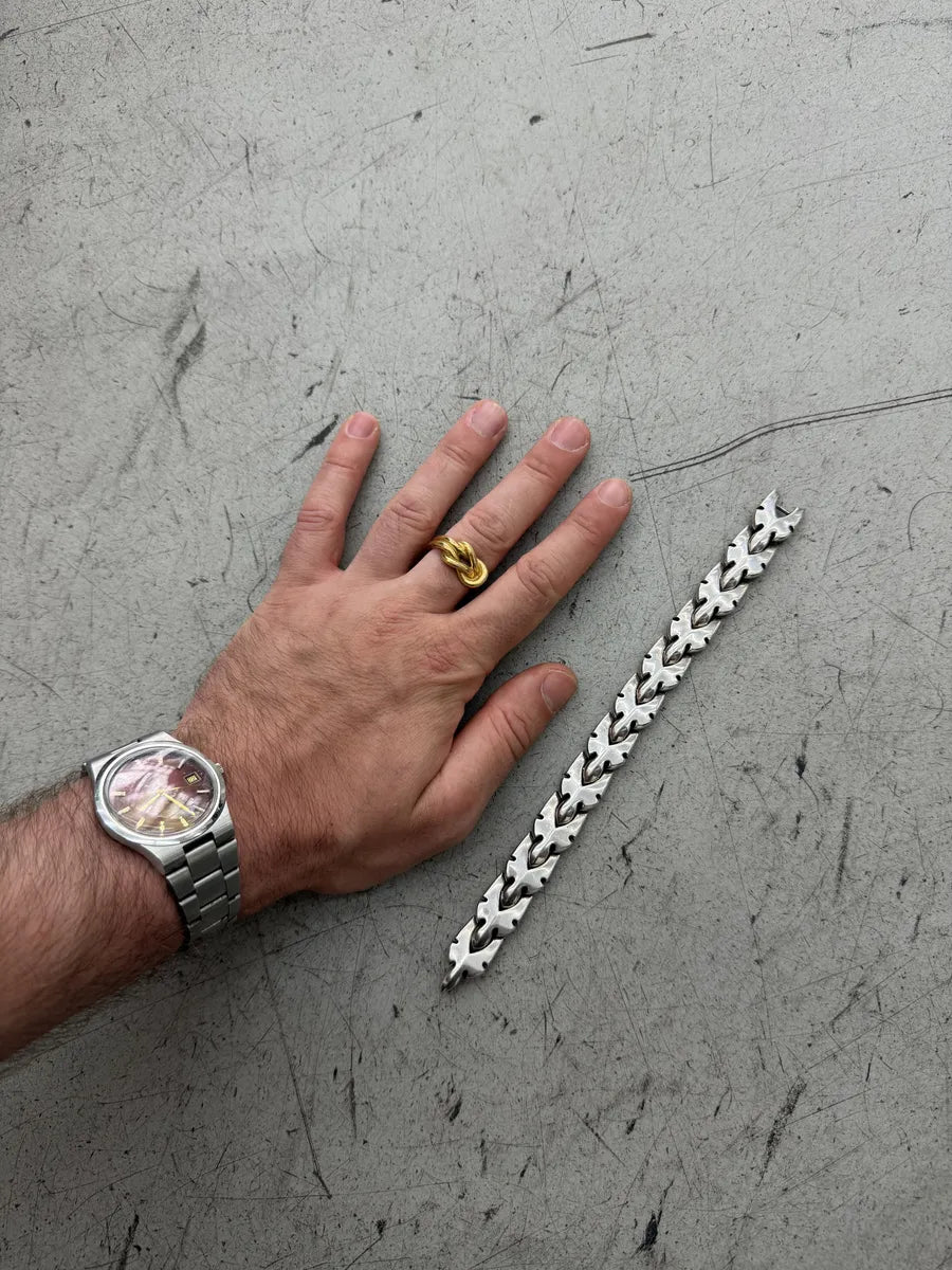 Chrome Hearts Fleur-Knee Linked Silver 925 Bracelet XpZwBKm 5