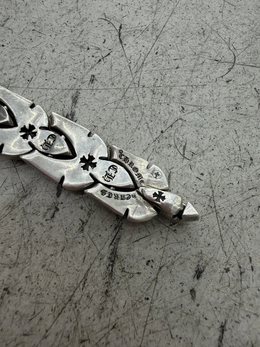 Chrome Hearts Fleur-Knee Linked Silver 925 Bracelet XpZwBKm 7