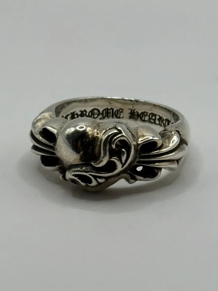 Chrome Hearts Floral Heart Silver Ring RnKoepc 0