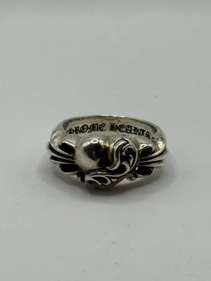 Chrome Hearts Floral Heart Silver Ring RnKoepc 2