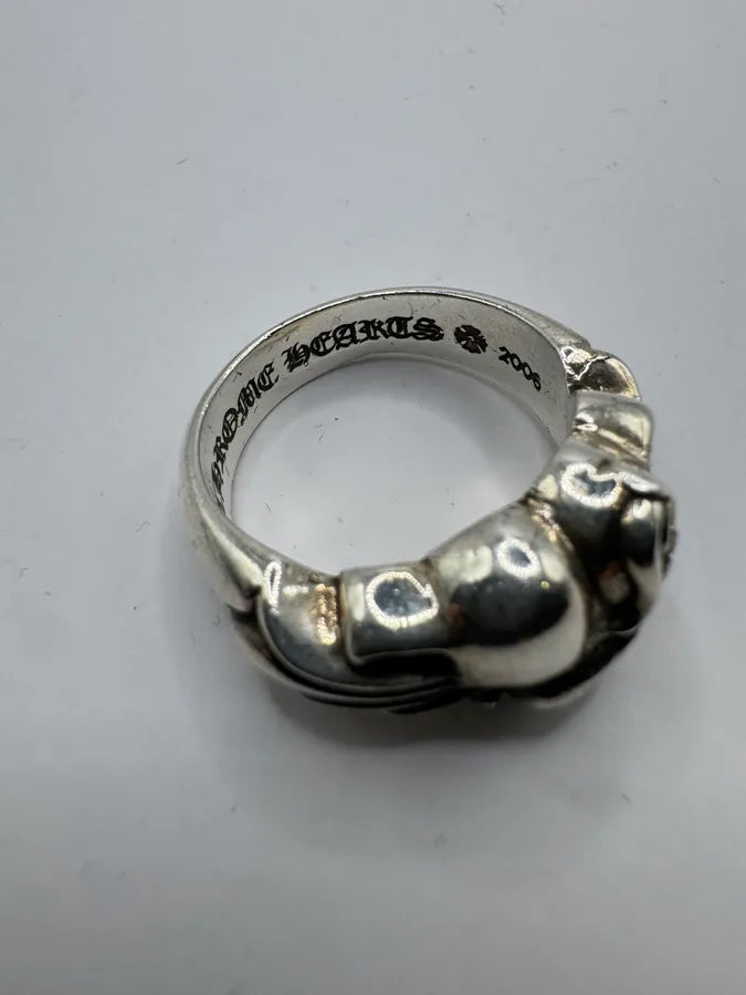 Chrome Hearts Floral Heart Silver Ring RnKoepc 6