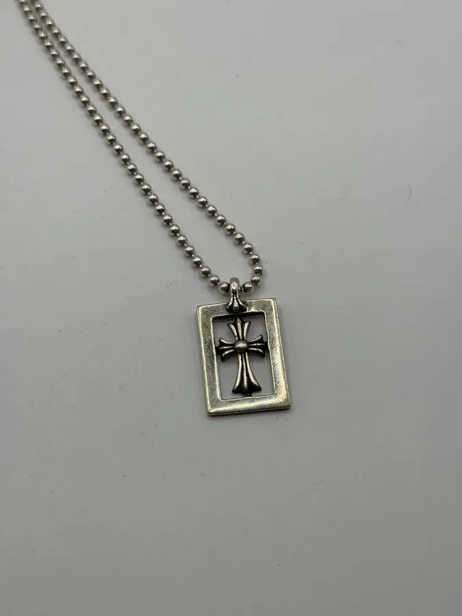 Chrome Hearts Framed Open Baby Fat Cross Silver Pendant haltGbU 1