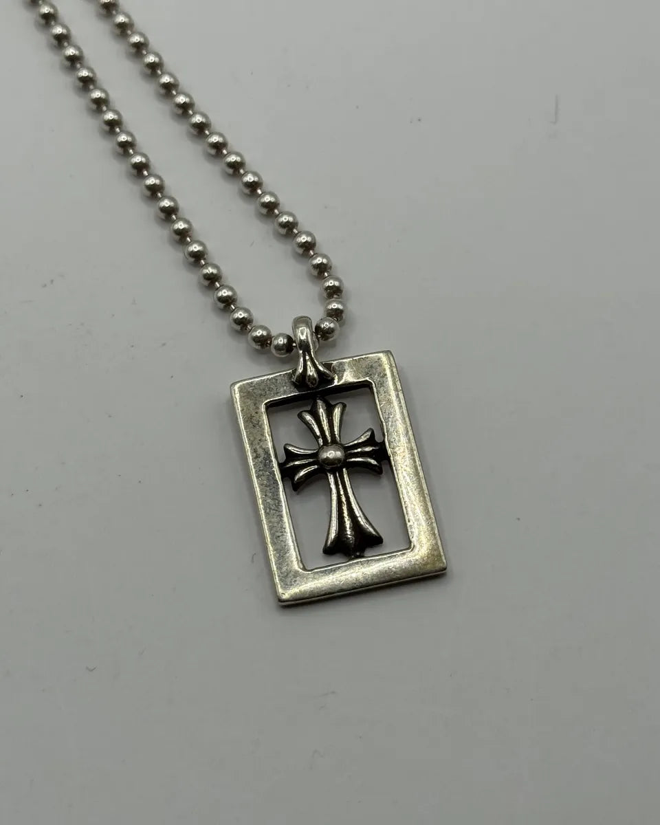 Chrome Hearts Framed Open Baby Fat Cross Silver Pendant haltGbU 2