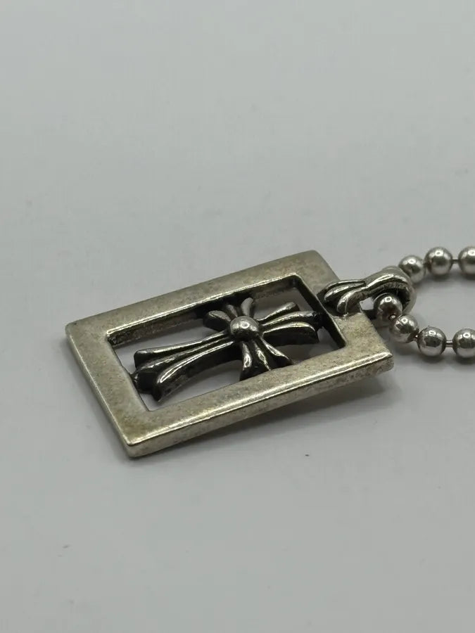 Chrome Hearts Framed Open Baby Fat Cross Silver Pendant haltGbU 6