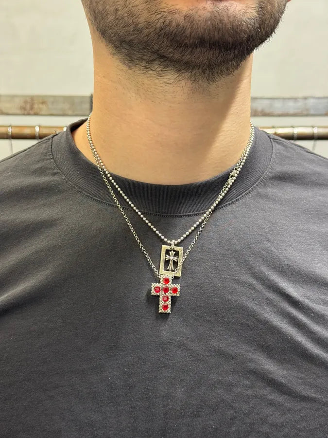 Chrome Hearts Framed Open Baby Fat Cross Silver Pendant haltGbU 7
