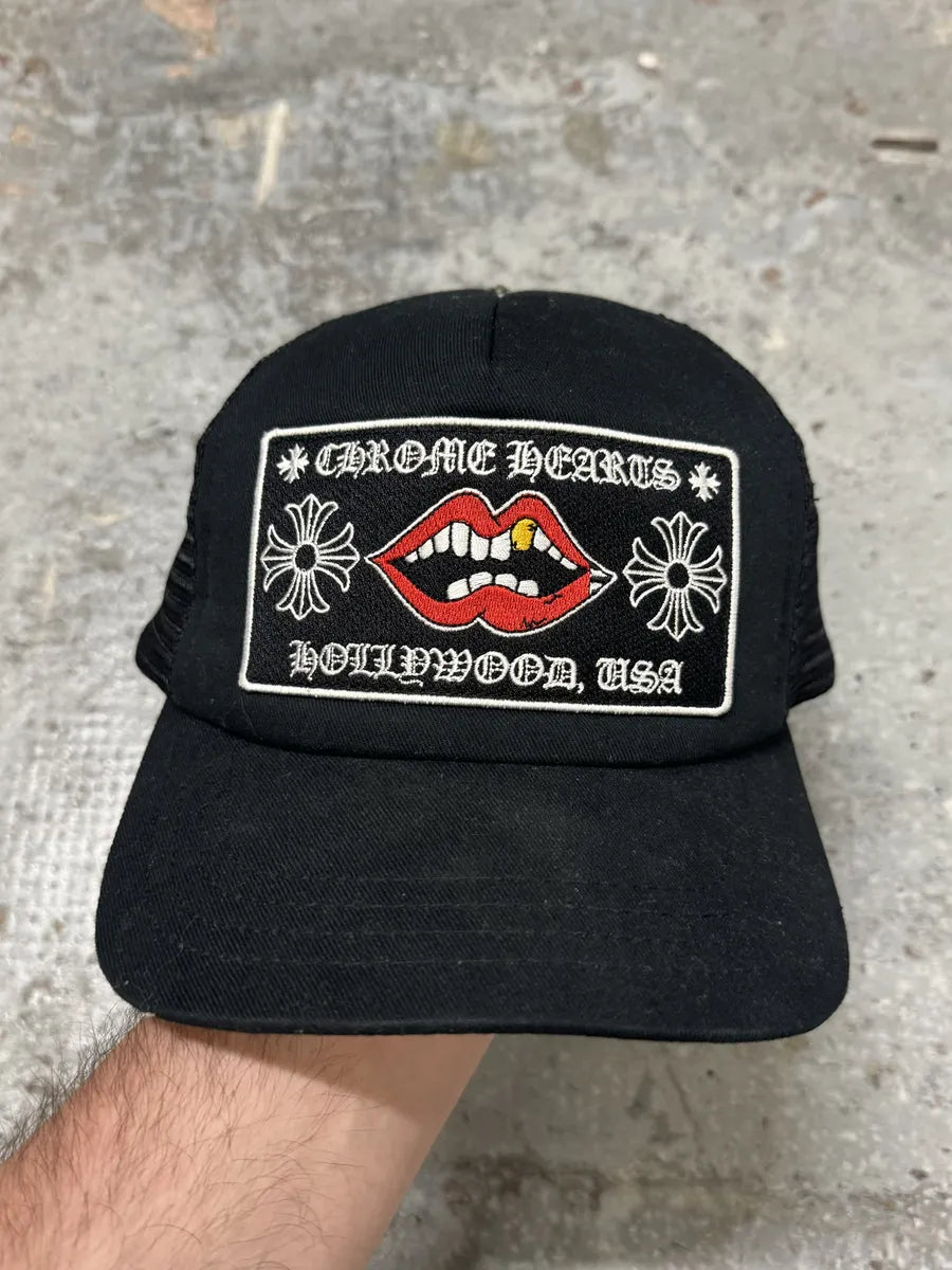 Chrome Hearts Hollywood Chomper Black Teeth Trucker Cap (OS) ssNLcOE 0