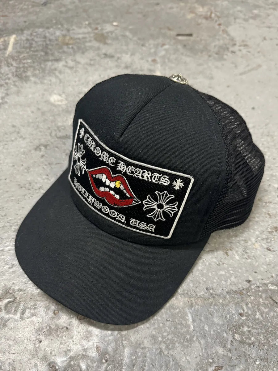 Chrome Hearts Hollywood Chomper Black Teeth Trucker Cap (OS) ssNLcOE 3