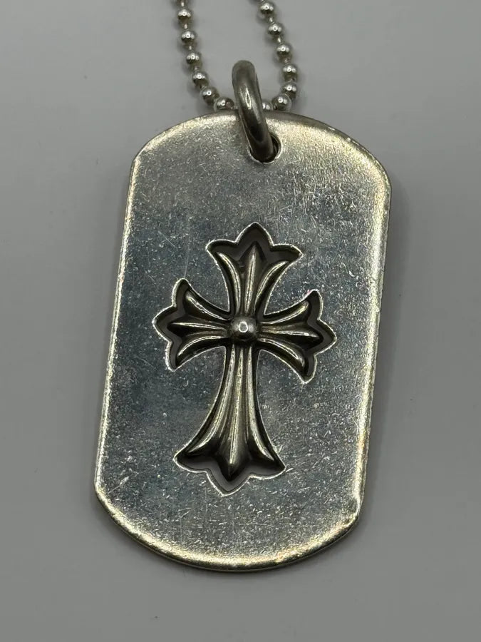 Chrome Hearts Large Dog Tag Tiny Cross Silver Pendant ONeygsv 0