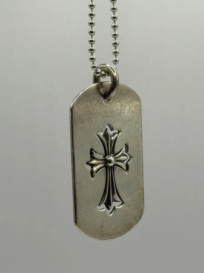 Chrome Hearts Large Dog Tag Tiny Cross Silver Pendant ONeygsv 1