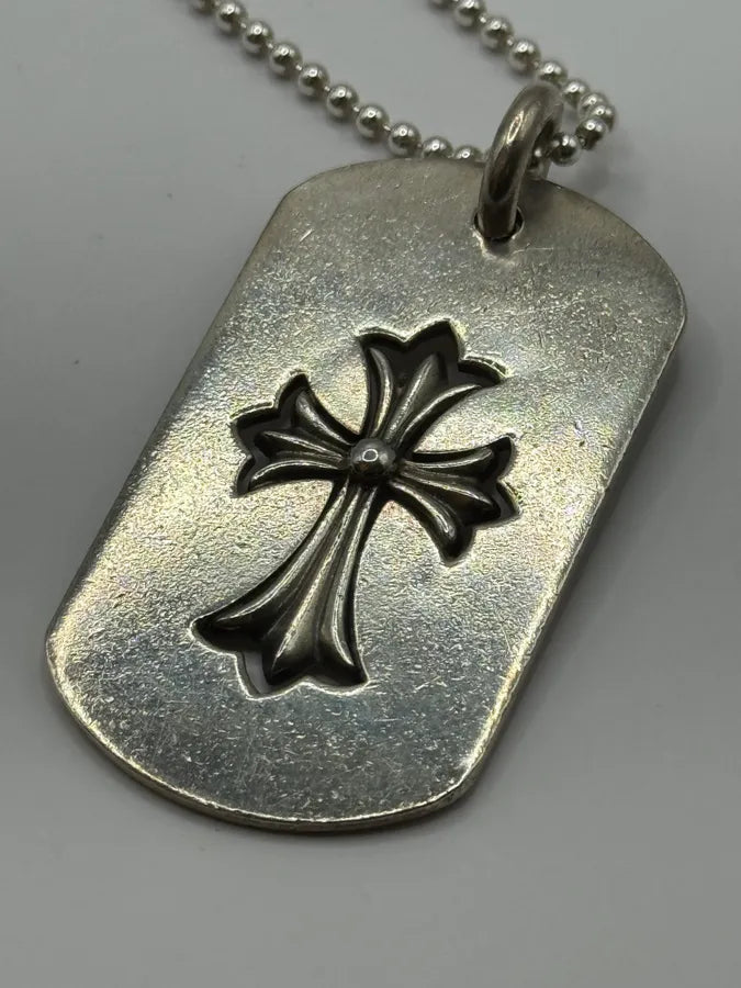 Chrome Hearts Large Dog Tag Tiny Cross Silver Pendant ONeygsv 2
