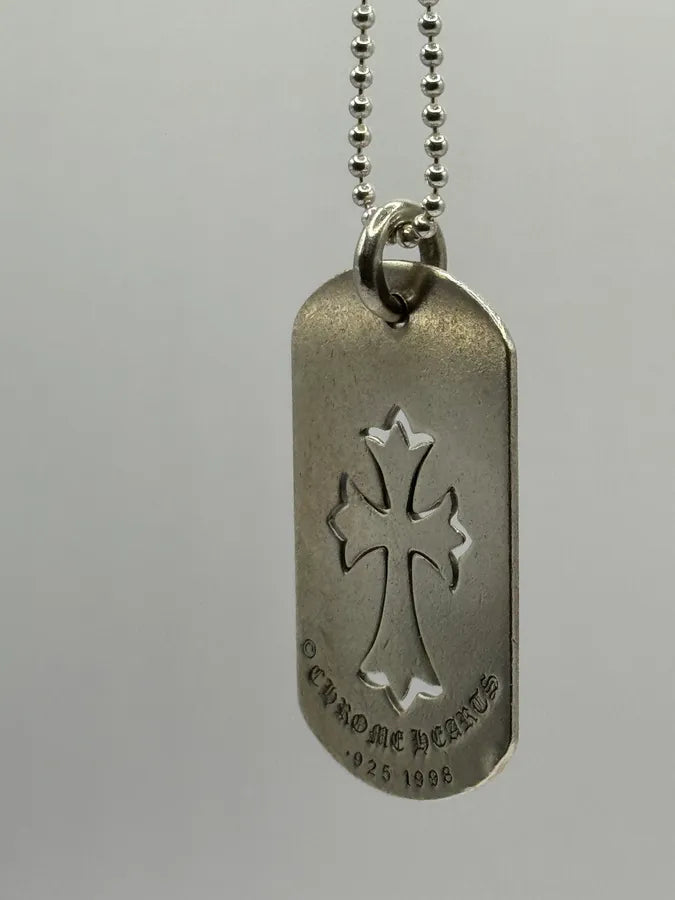 Chrome Hearts Large Dog Tag Tiny Cross Silver Pendant ONeygsv 3