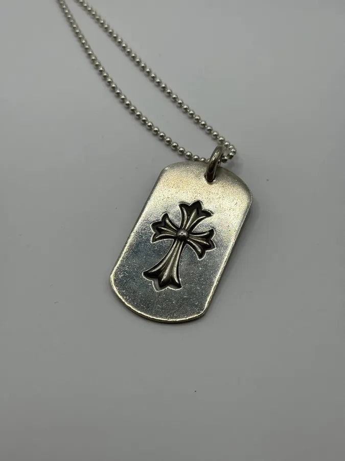 Chrome Hearts Large Dog Tag Tiny Cross Silver Pendant ONeygsv 4