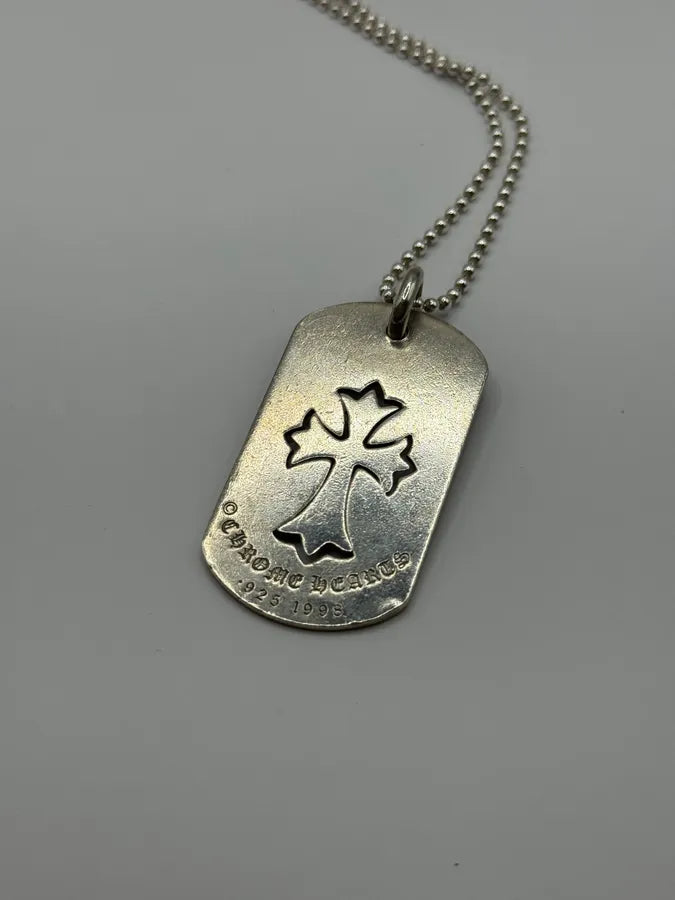 Chrome Hearts Large Dog Tag Tiny Cross Silver Pendant ONeygsv 5