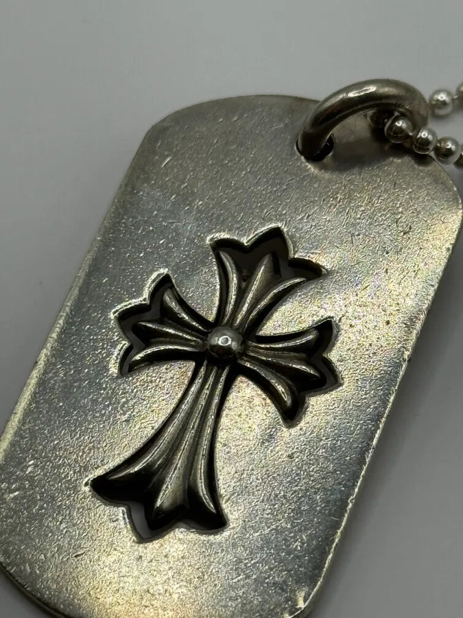 Chrome Hearts Large Dog Tag Tiny Cross Silver Pendant ONeygsv 7