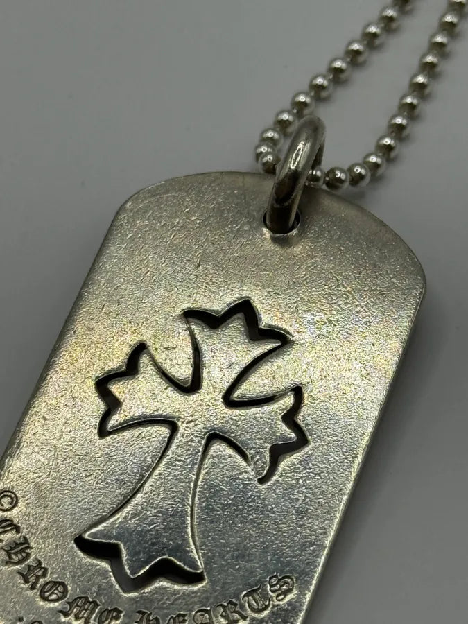 Chrome Hearts Large Dog Tag Tiny Cross Silver Pendant ONeygsv 9
