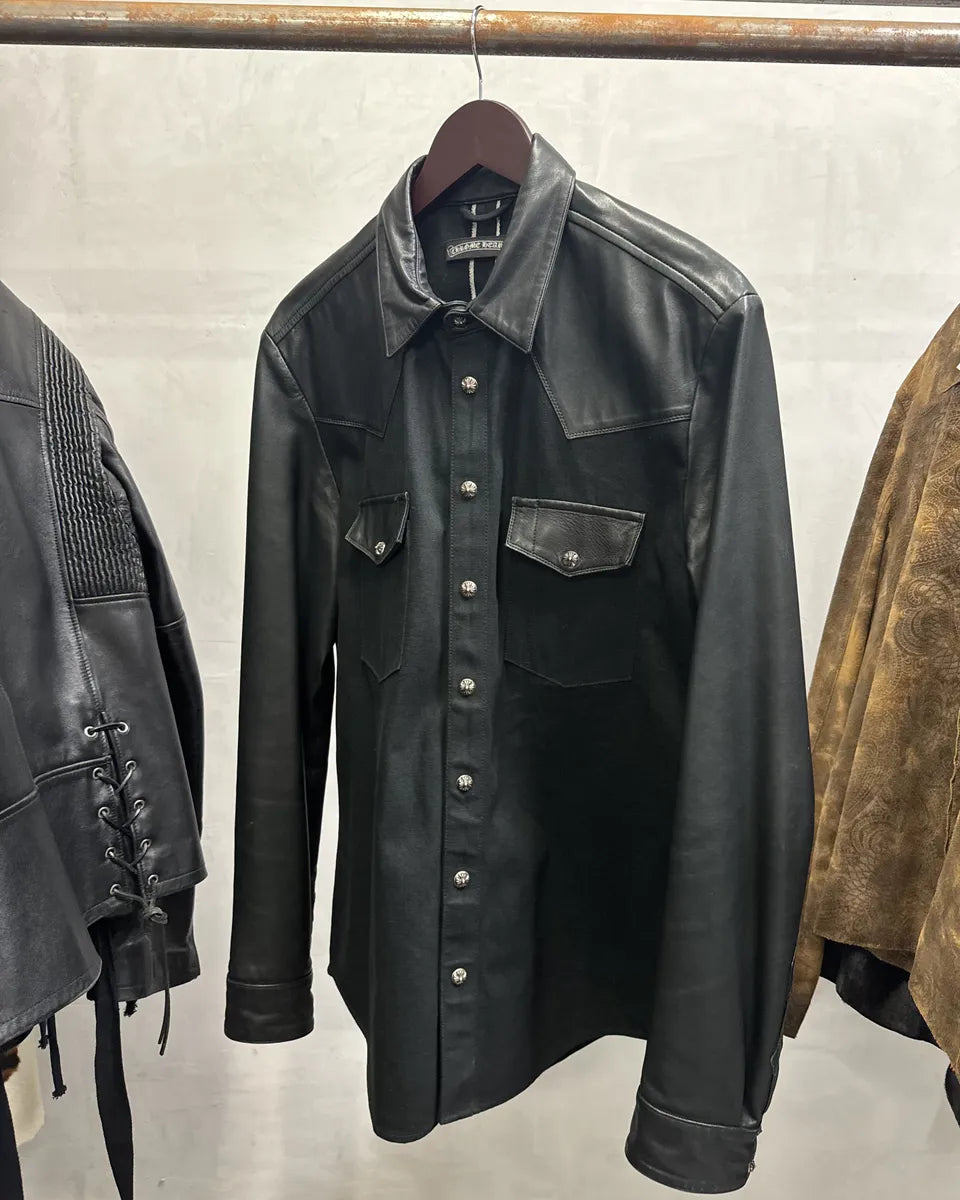 Chrome Hearts Leather Royal Cross Patch Shirt (M) 1