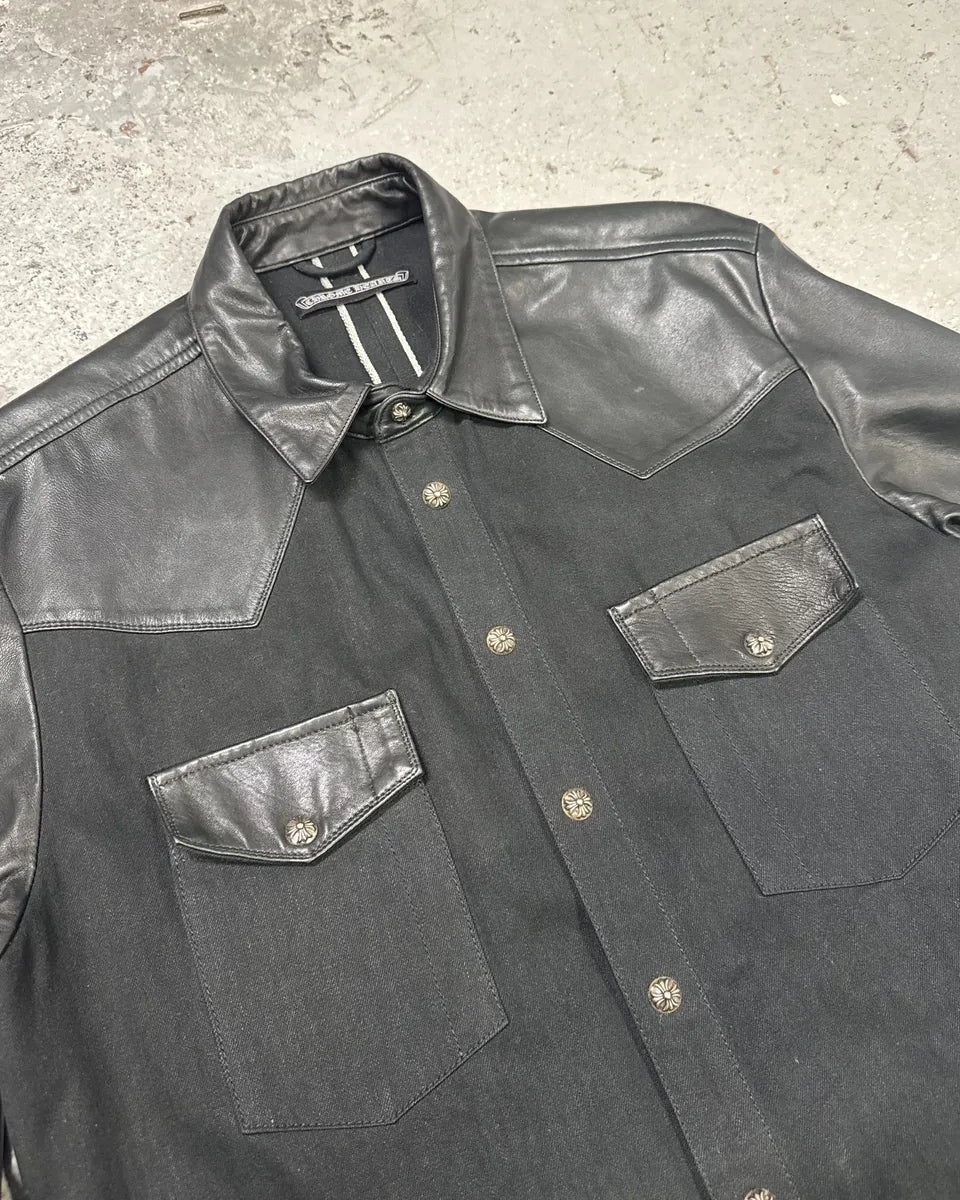 Chrome Hearts Leather Royal Cross Patch Shirt (M) 10