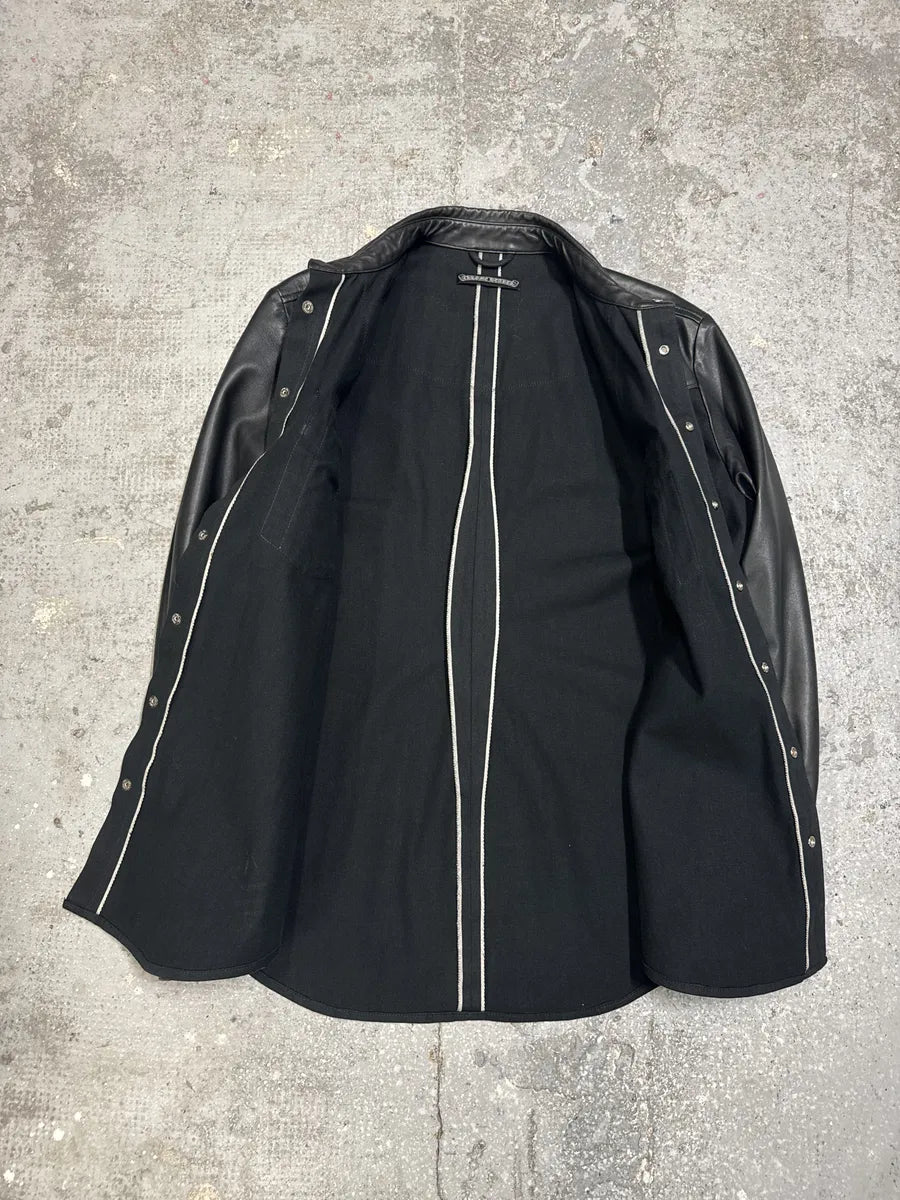 Chrome Hearts Leather Royal Cross Patch Shirt (M) 13