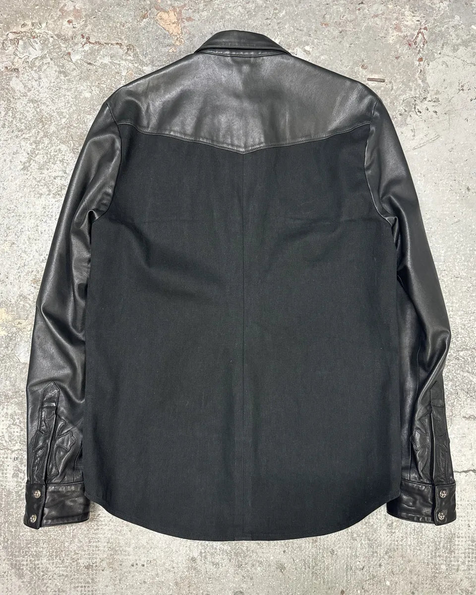 Chrome Hearts Leather Royal Cross Patch Shirt (M) 5