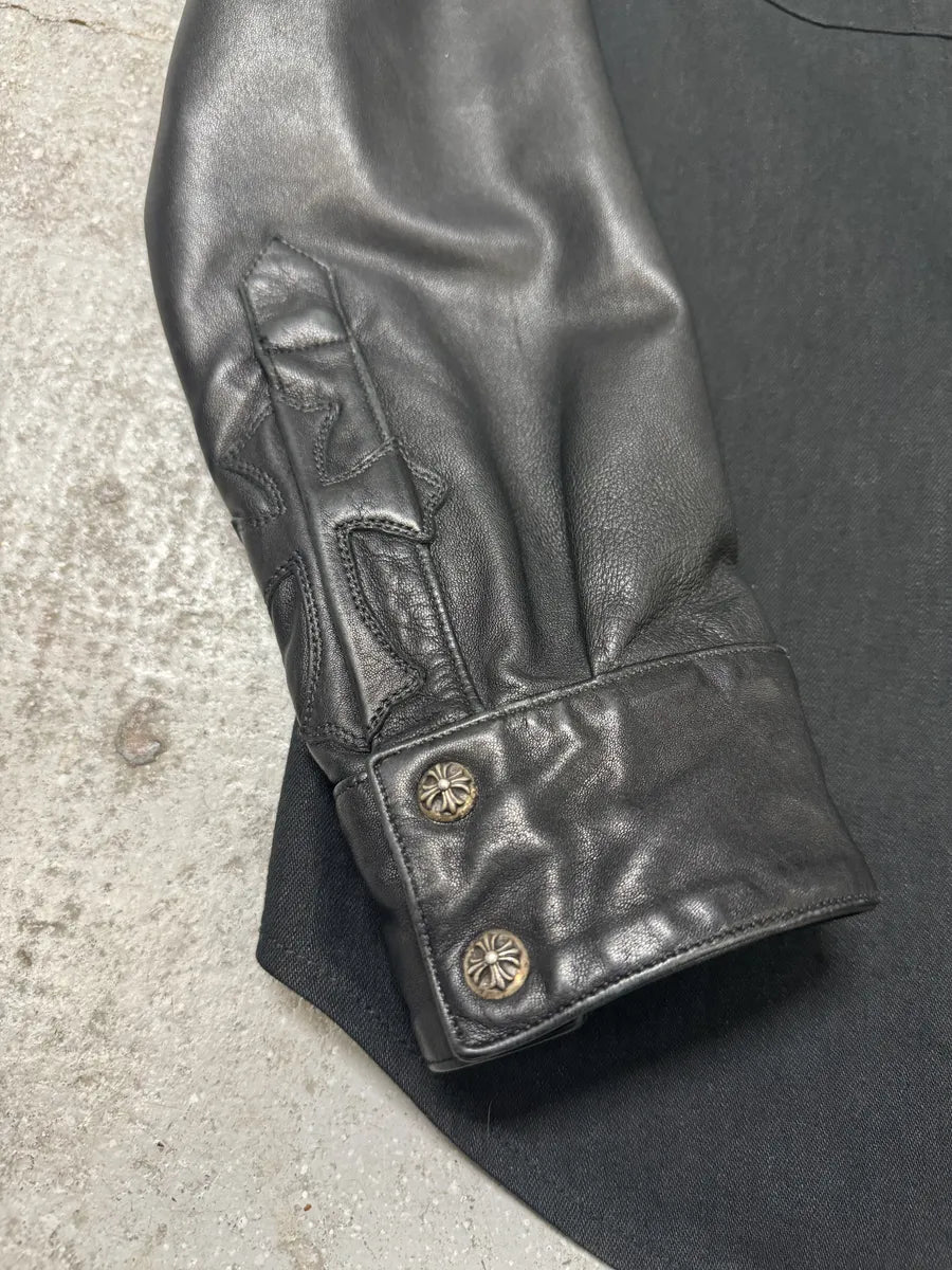 Chrome Hearts Leather Royal Cross Patch Shirt (M) 6