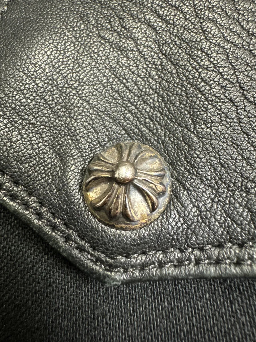 Chrome Hearts Leather Royal Cross Patch Shirt (M) 9