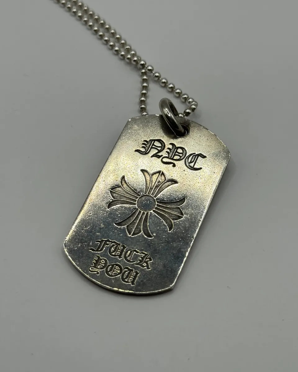 Chrome Hearts NYC Fuck You Cross Logo Silver 925 Dog Tag Pendant (OS) iCUzcFe 0