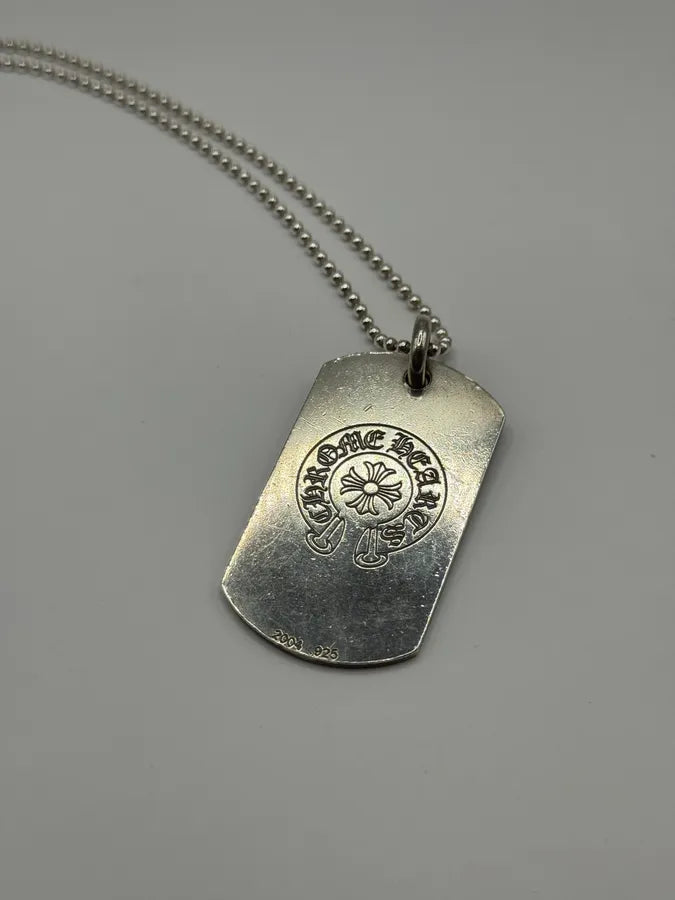 Chrome Hearts NYC Fuck You Cross Logo Silver 925 Dog Tag Pendant Chrome Hearts NYC Fuck You Cross Logo Silver 925 Dog Tag Pendant
