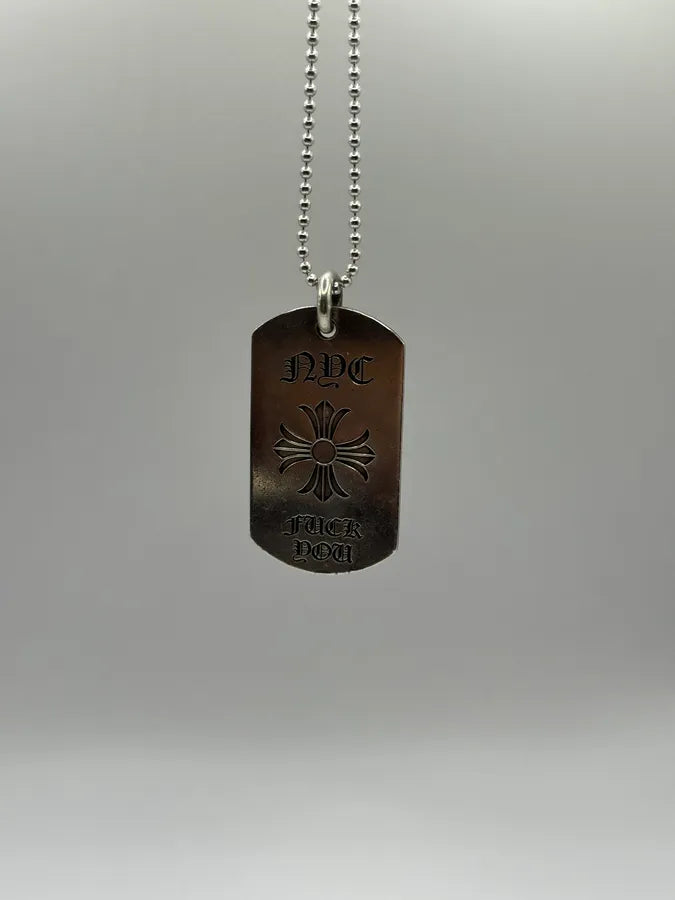Chrome Hearts NYC Fuck You Cross Logo Silver 925 Dog Tag Pendant (OS) iCUzcFe 7