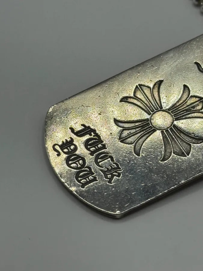 Chrome Hearts NYC Fuck You Cross Logo Silver 925 Dog Tag Pendant (OS) iCUzcFe 8
