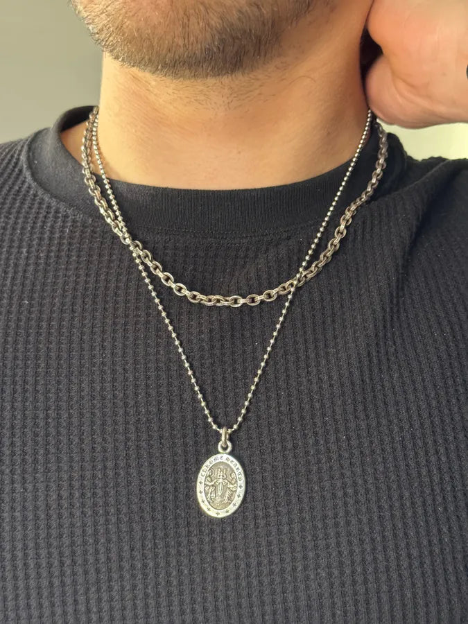 Chrome Hearts Paper Chain Silver Necklace lgmHoWC 1
