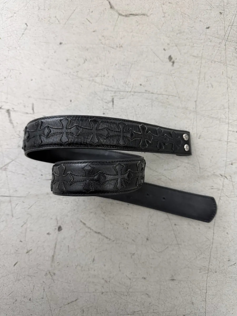 Chrome Hearts Patch Cross Leather Strap Belt CHAjTvX 0