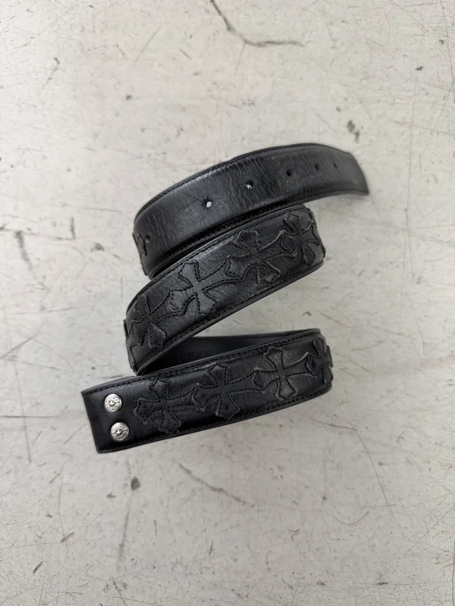 Chrome Hearts Patch Cross Leather Strap Belt CHAjTvX 1
