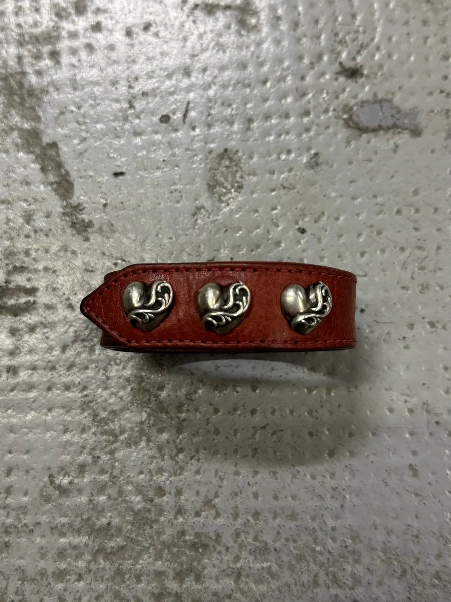 Chrome Hearts Red Heart Leather Snap Bracelet lQisOWp 2