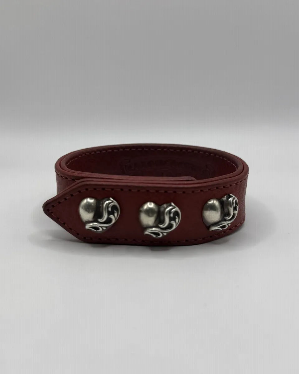 Chrome Hearts Red Heart Leather Snap Bracelet lQisOWp 4